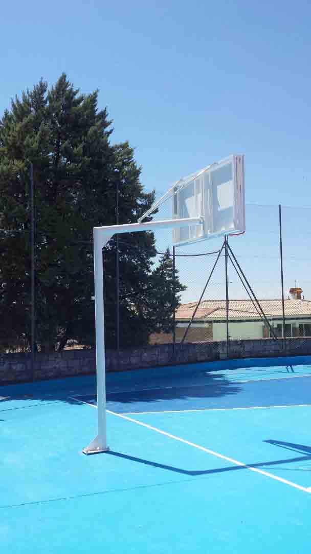 Juego Canastas Baloncesto Monotubo New Tubo 114 Mm Fijas  -Sin Tablero, Aro- Con Base De Anclaje