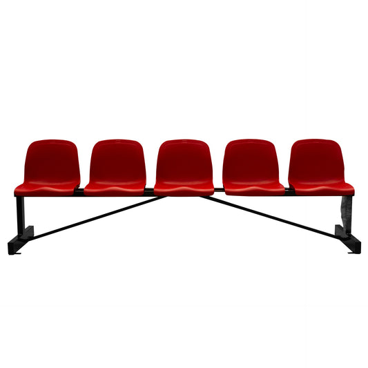 Banco Metálico New Con Asiento Rojo Pvc -5 Plazas-