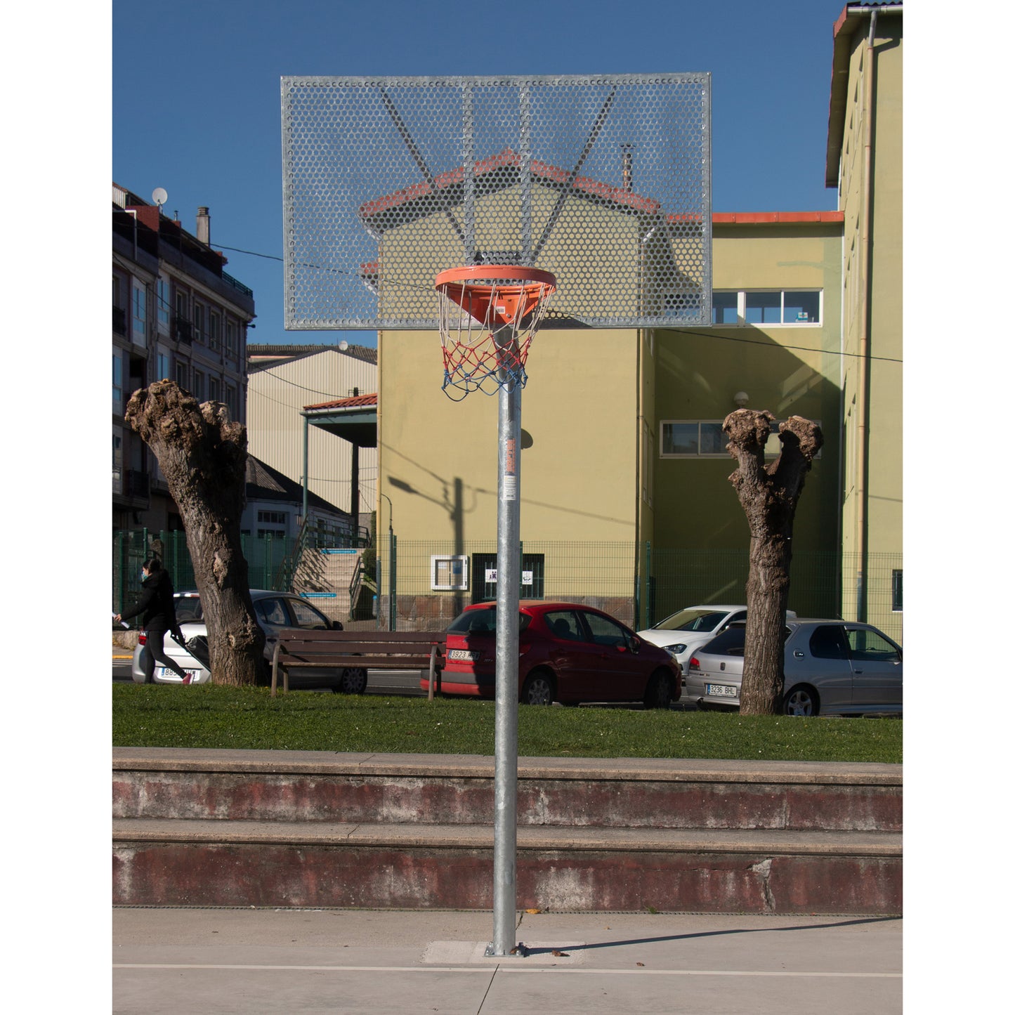 Jgo Canastas Antivandalicas Baloncesto New Tubo 114 Mm Galvanizadas -Incluye Aros, Redes Y Tableros-