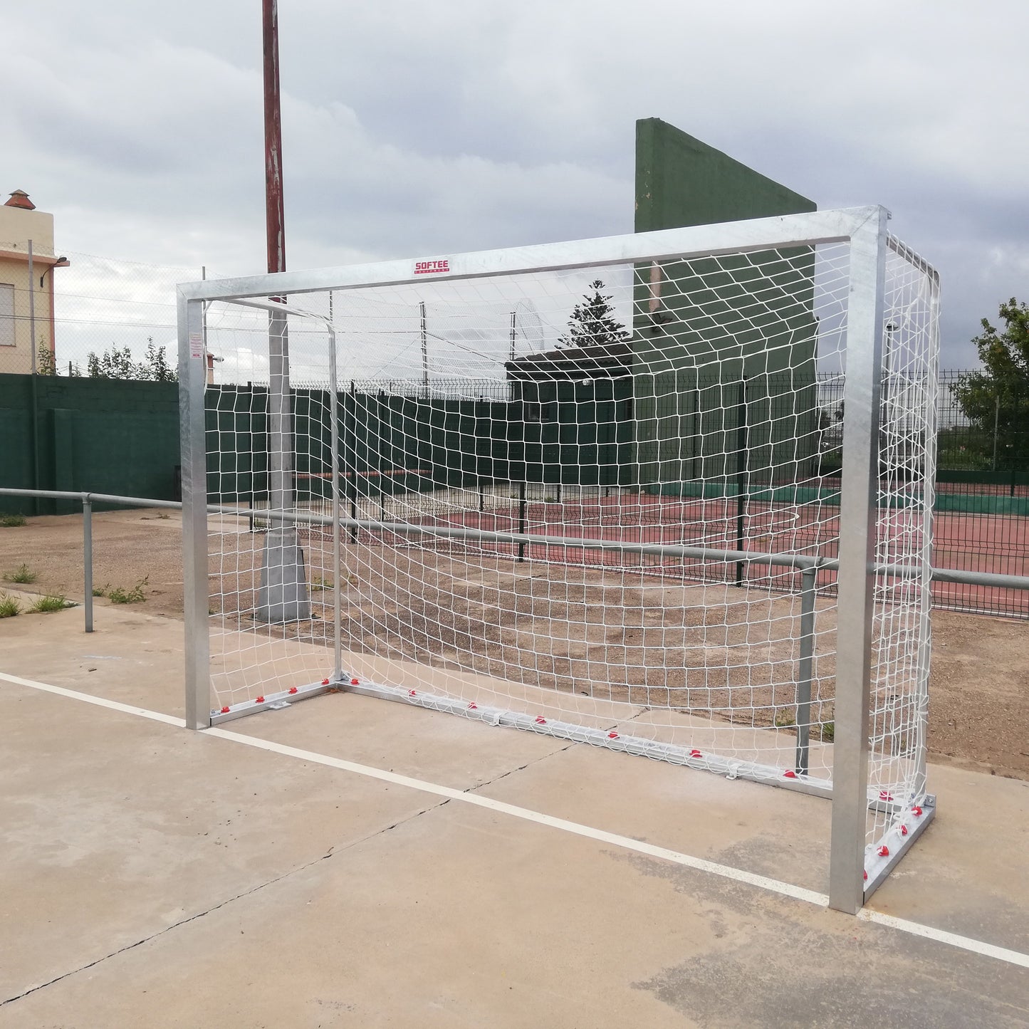 Juego Porterías Galvanizadas Fútbol Sala/Balonmano Metálicas Trasladables 80X80Mm Con Base 80X40Mm