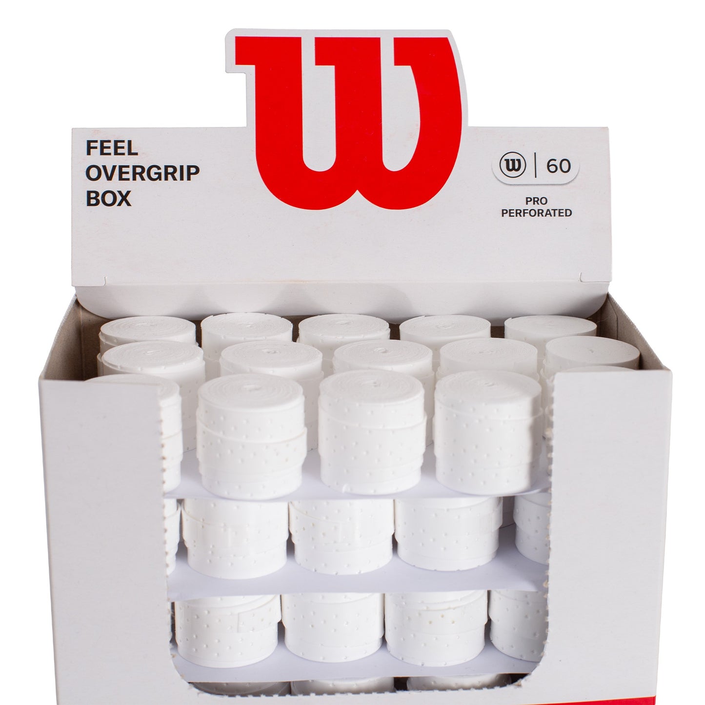 Caja 60 Overgrips Wilson Blanco Pro Perforados