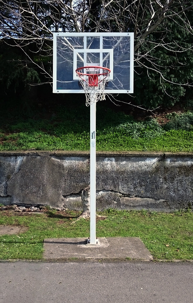 Juego Canastas Minibasket Deluxe Monotubo Tubo 100 Fijas Con Base Para Anclaje -Sin Tablero Ni Aro-