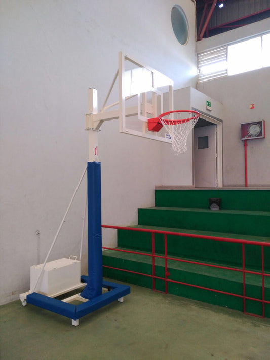 Juego Canastas Minibasket Deluxe Monotubo Tubo 100 Trasladable 2 Ruedas Con Carro  -Sin Tablero,Aro