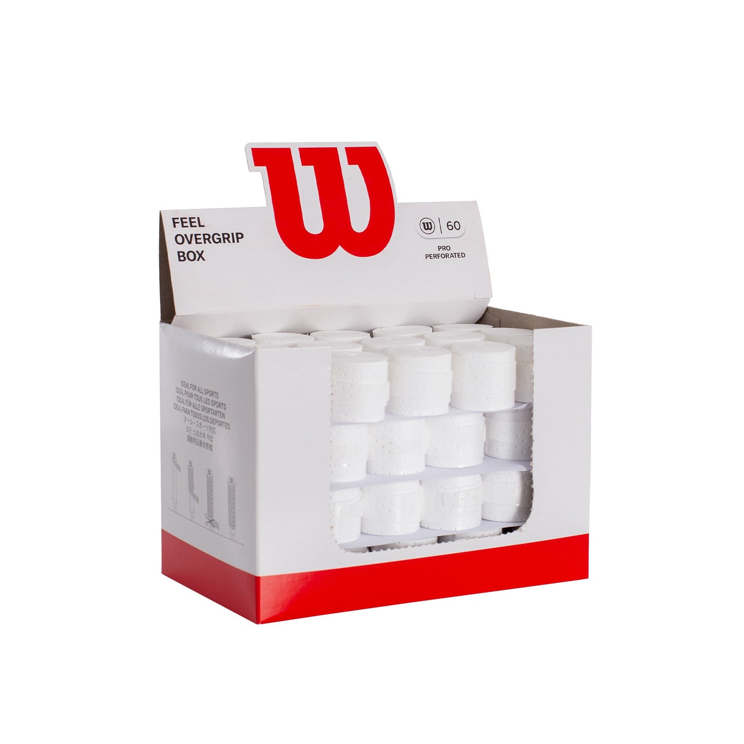 Caja 60 Overgrips Wilson Blanco Pro Perforados